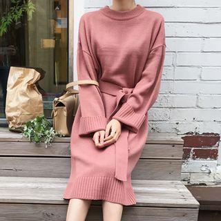 Tie-waist Midi Sweater Dress