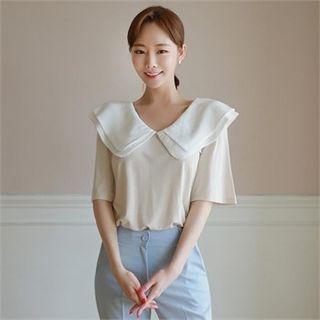 Sailor-collar Elbow-sleeve T-shirt