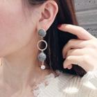 Rhinestone Plaid Button Drop Earring