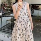 Sleeveless Floral A-line Midi Dress As Shown In Figure - S