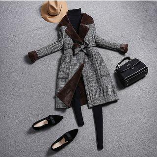 Plaid Coat With Sash