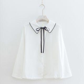 Bow Accent Collared Blouse