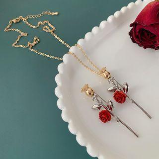 Alloy Rose Pendant Necklace / Brooch