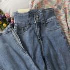 Ultra High-waist Slit-hem Boot-cut Jeans