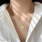 Shirred Necklace L374 - Necklace - Gold Disc - Silver - One Size