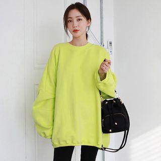 Plus Size Drop-shoulder Fleece-lined Sweatshirt
