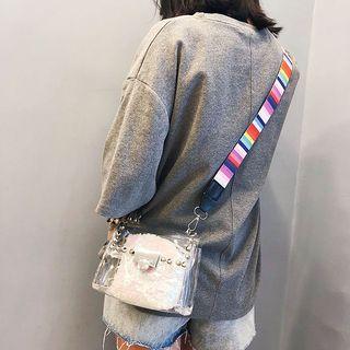 Striped Strap Transparent Crossbody Bag