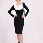 Two Tone Knit Skinny Dress