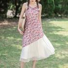 Flora Print Spaghetti-strap Midi A-line Dress