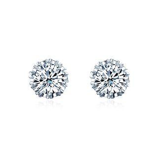 925 Sterling Silver Snowflake Stud Earrings With White Cubic Zircon