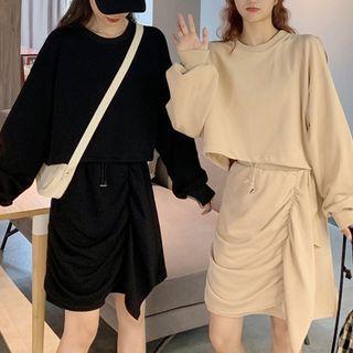 Plain Sweatshirt / Ruffle Mini A-line Skirt