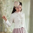 Frilled-trim Embroidered Snap-button Jacket