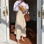 Tie-side Pleated Long Jumper Dress