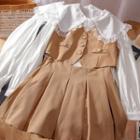 Set: Shirt + Sleeveless Top + Pleated Skirt