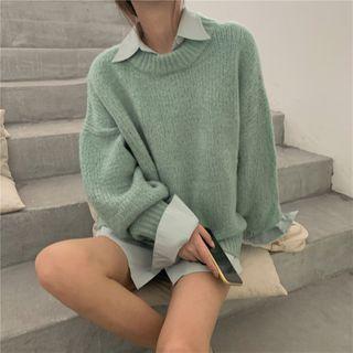 Plain Round-neck Sweater / Plain Long-sleeve Shirt