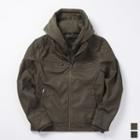 Hooded Fleece-lined Faux-leather Jacket