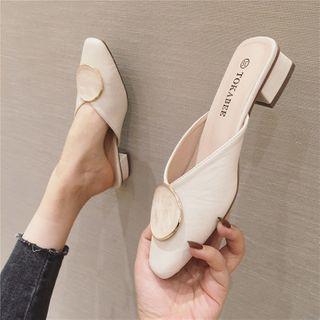 Square-toe Chunky Heel Mules