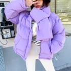 High-neck Padded Jacket With Muffler