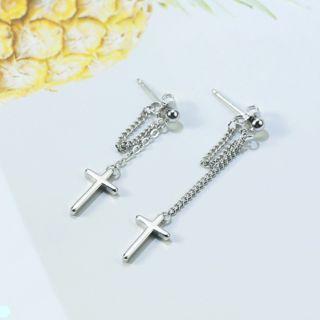 Cross Drop Earring 1 Pair - Cross - One Size