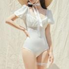Ruched Puff-sleeve Swimsuit