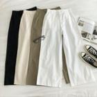 Plain High-waist Croppped Pants