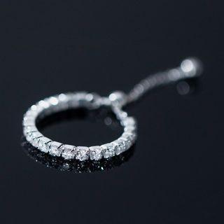 Rhinestone Sterling Silver Open Ring 1 Piece - S925 Silver - Silver - One Size
