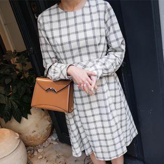 Tie-waist Plaid Midi Dress