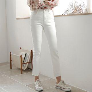 Cut-hem Slim-fit Pants