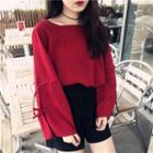 Bell-sleeve Square Neck Blouse