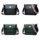 Faux-leather Wide-strap Cross Bag