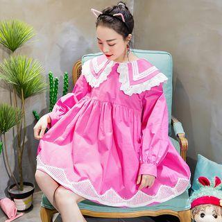 Ruffle Collar Long-sleeve A-line Dress