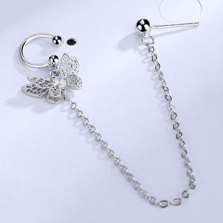 Rhinestone Threader Earring 1 Pc - As Shown In Figure - One Size