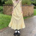 Plaid Mermaid Sleeveless Dress Yellow - One Size