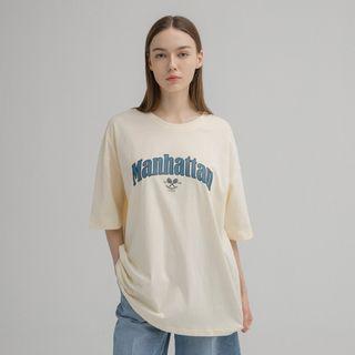 [nefct] Letter Oversized T-shirt Cream - One Size