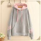 Color-block Hood Fleece-lined Sweatshirt