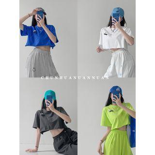Labeled Loose-fit Crop T-shirt In 6 Colors