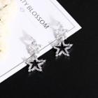 Wedding Rhinestone Star Dangle Earring Silver - One Size
