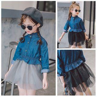 Mesh Panel Denim Dress