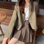 Double-breasted Plaid Blazer Yellow - One Size