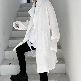 Notch Lapel Single-breasted Crinkle Jacket White - One Size