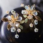 Wedding Flower Earring 1 Pair - Clip-on Earrings - Champagne - One Size