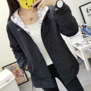 Reversible Printed Hooded Windbreaker / Padded Jacket