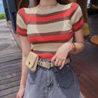 Striped Short-sleeve T-shirt Almond - One Size