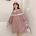Long-sleeve Dotted A-line Shirt Dress