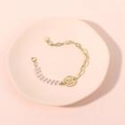 Alloy Coin Faux Pearl Anklet Gold - One Size