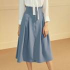Zip Front High-waist A-line Midi Skirt