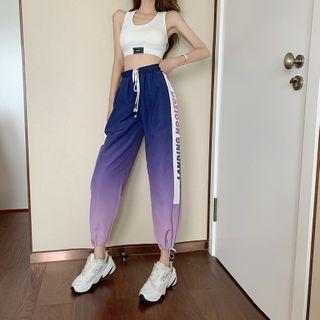 High-waist Gradient Letter Printed Sweatpants