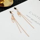 Stainless Steel Leaf Fringed Earring 1 Pair - E9645 - Tassel - Black - One Size