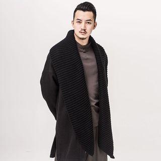 Chinese-style Open-front Lapel Knit Jacket
