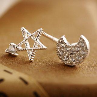S925 Sterling Silver Star Non Matching Earrings